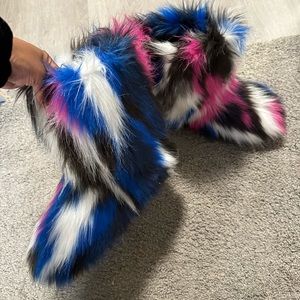 Custom made fur boots & headband